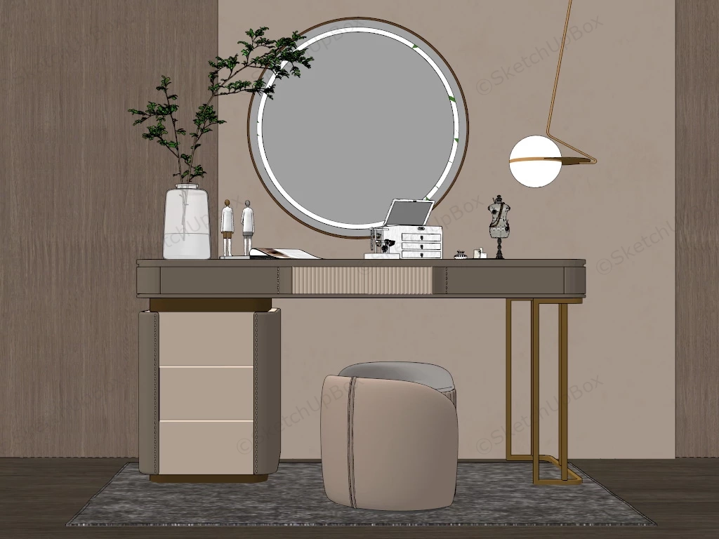 Dressing Table With Mirror And Stool sketchup model preview - SketchupBox