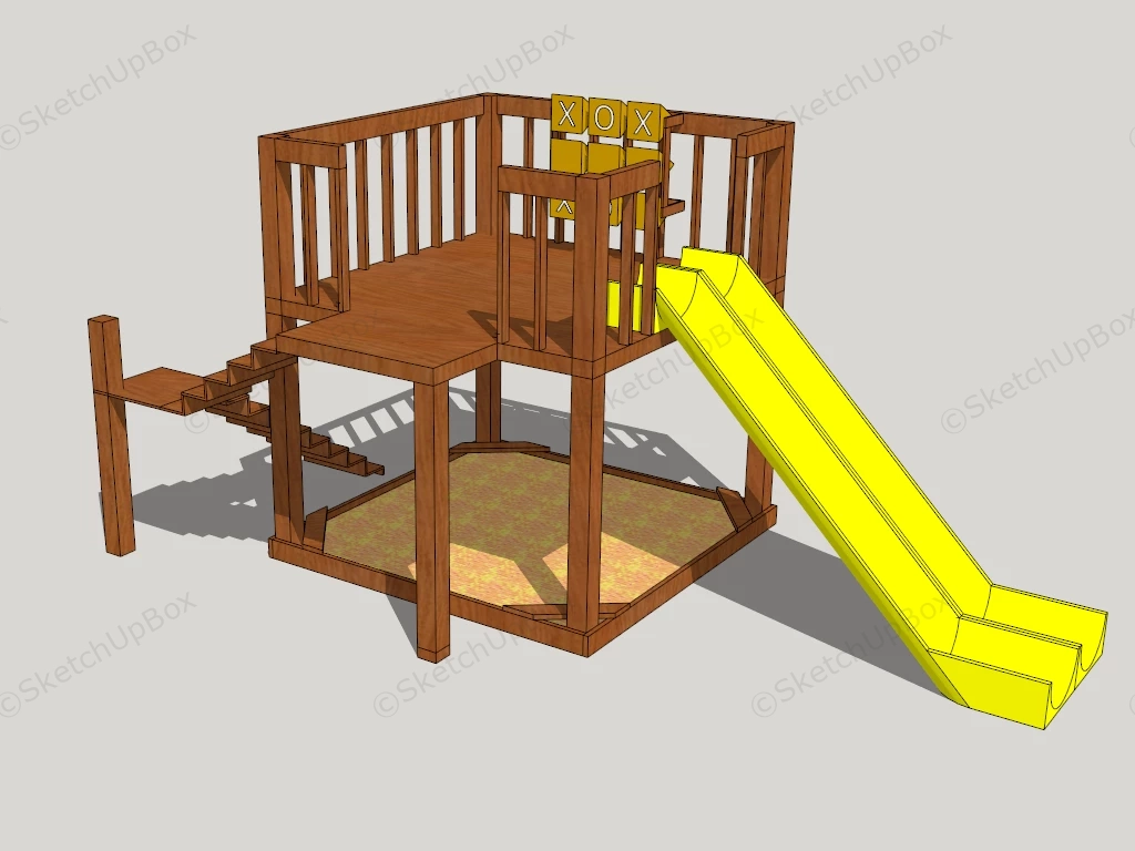 Wooden Indoor Slide sketchup model preview - SketchupBox