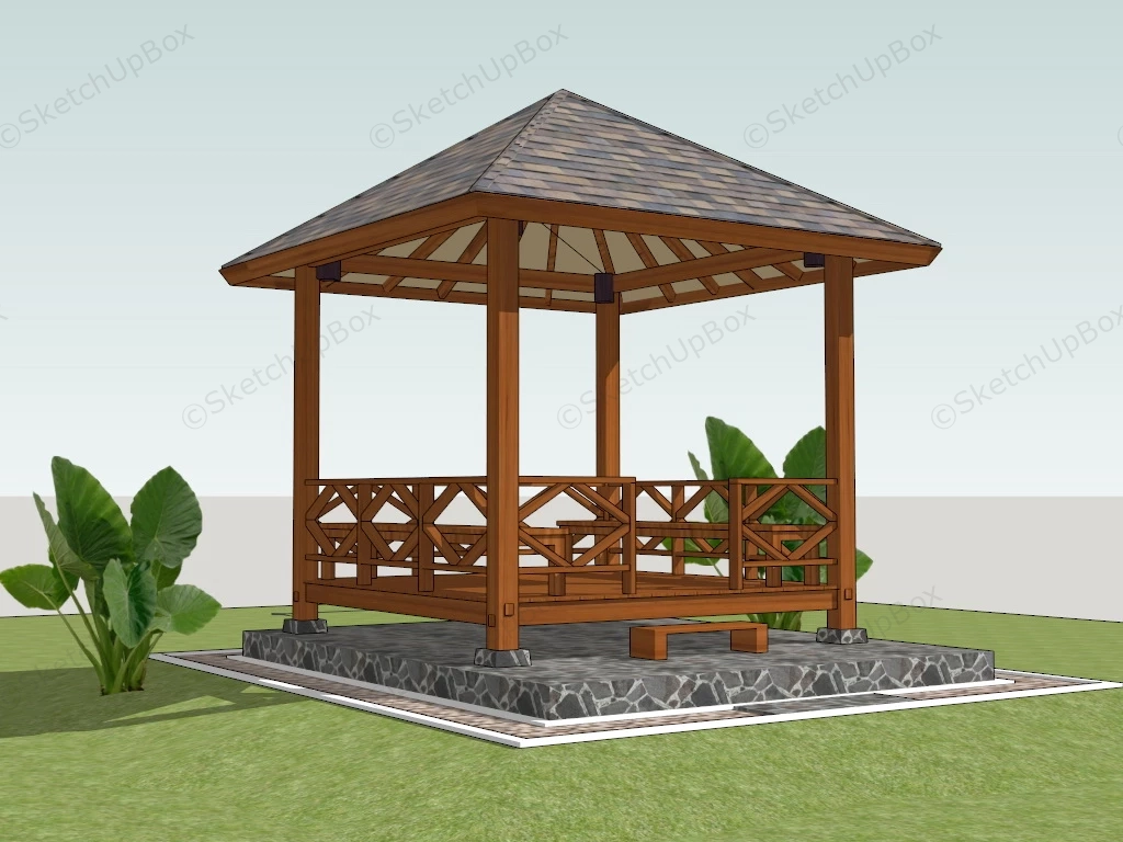 Wood Gazebo Pavilion sketchup model preview - SketchupBox