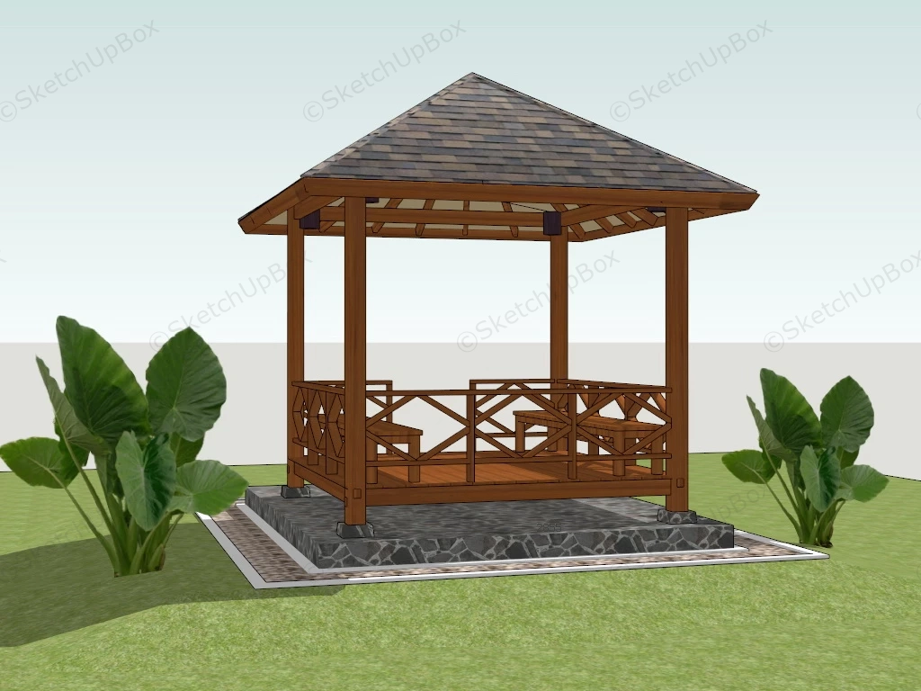 Wood Gazebo Pavilion sketchup model preview - SketchupBox