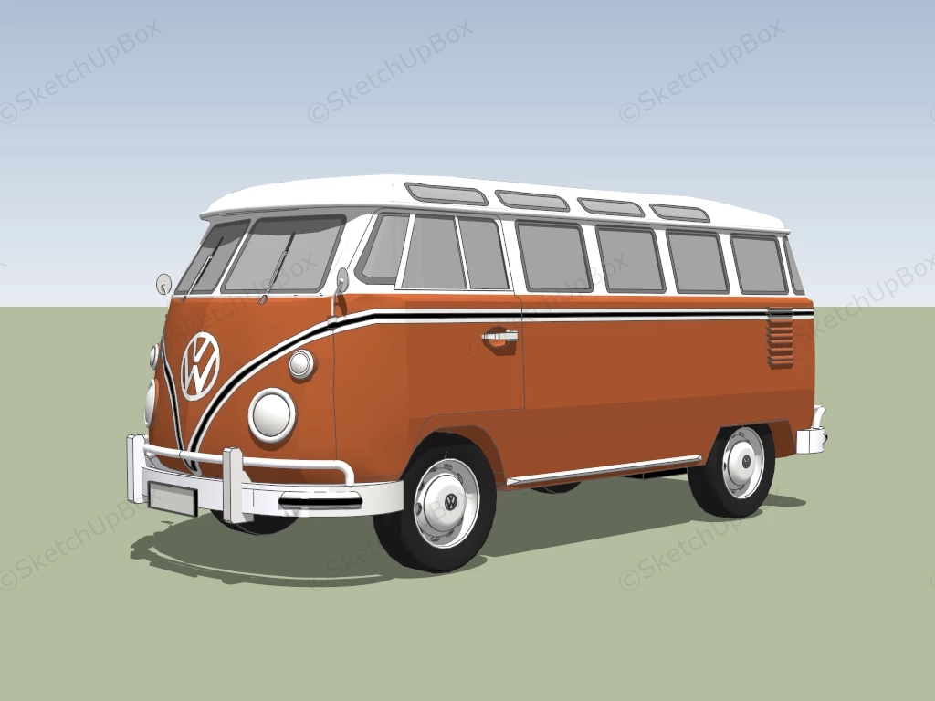 Vintage Volkswagen Minibus sketchup model preview - SketchupBox