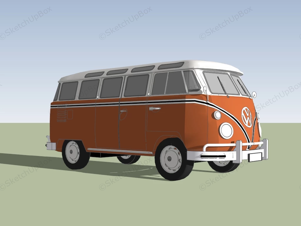 Vintage Volkswagen Minibus sketchup model preview - SketchupBox