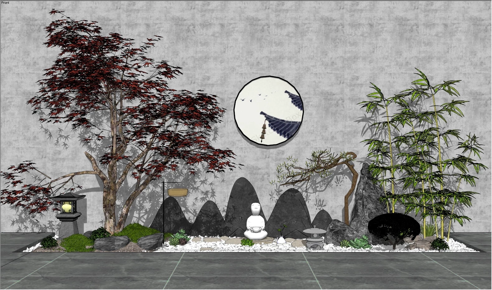 Asian Zen Garden Idea sketchup model preview - SketchupBox