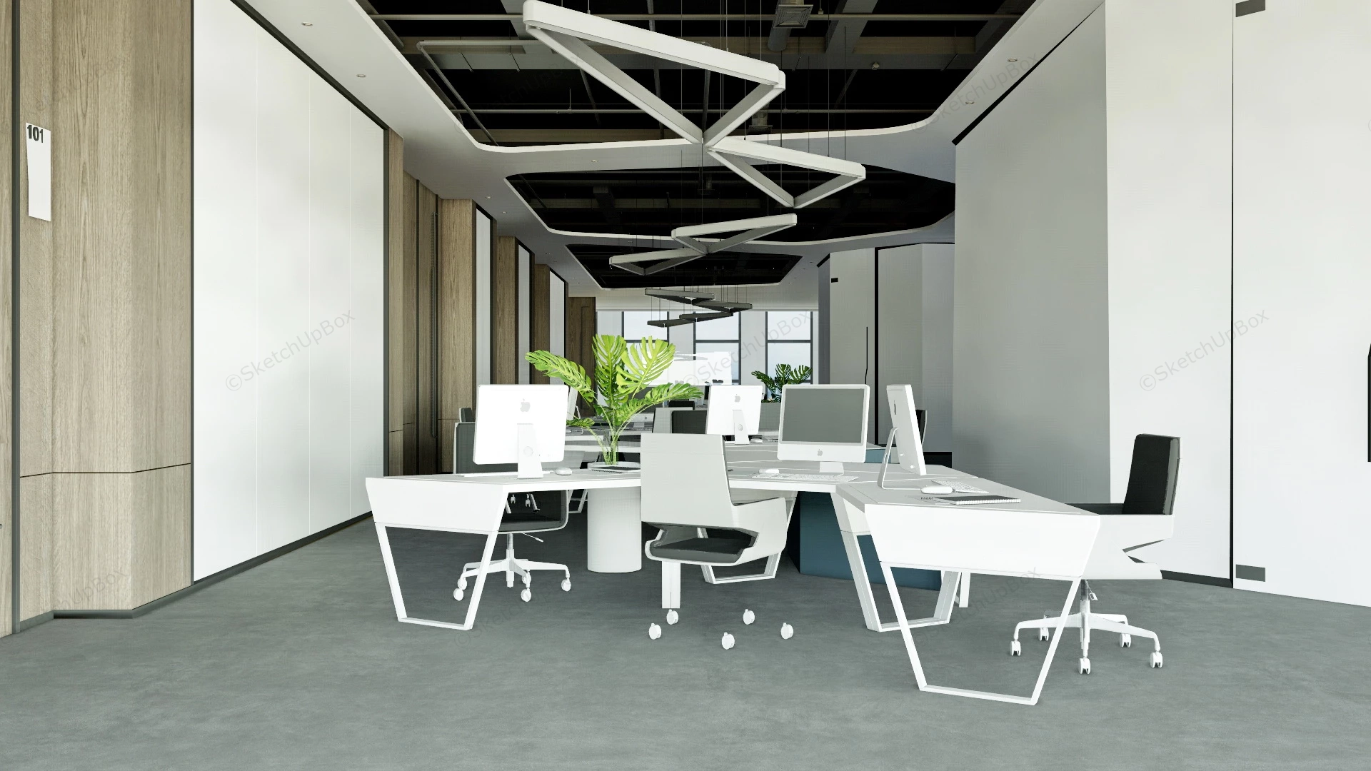 Modern Office Workspace Ideas sketchup model preview - SketchupBox