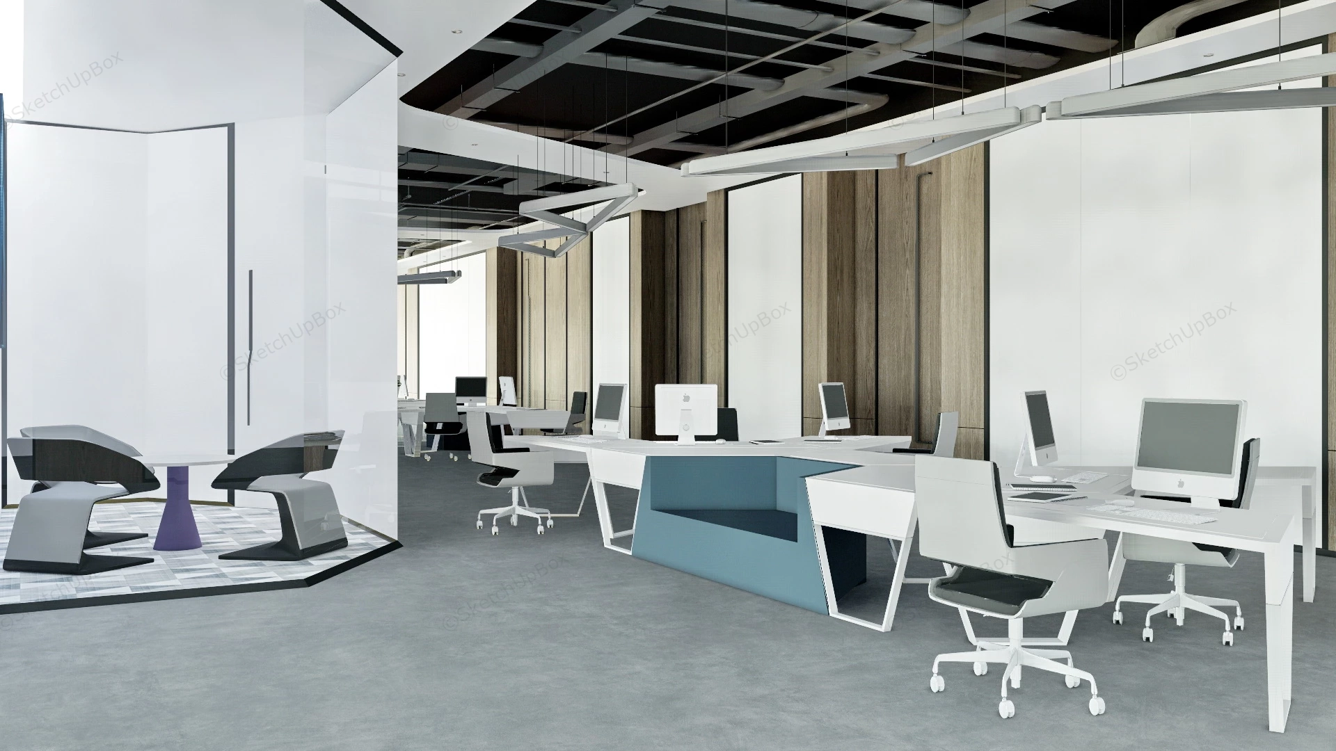 Modern Office Workspace Ideas sketchup model preview - SketchupBox