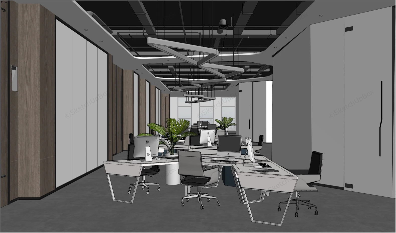 Modern Office Workspace Ideas sketchup model preview - SketchupBox