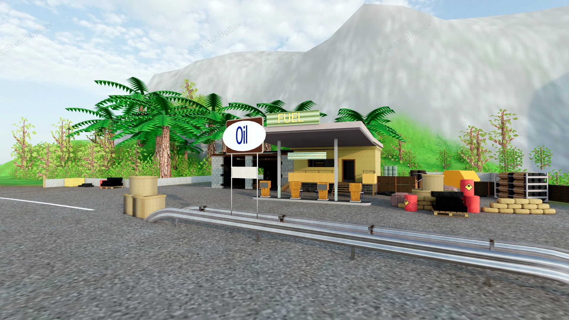 County Fuel Station sketchup model preview - SketchupBox