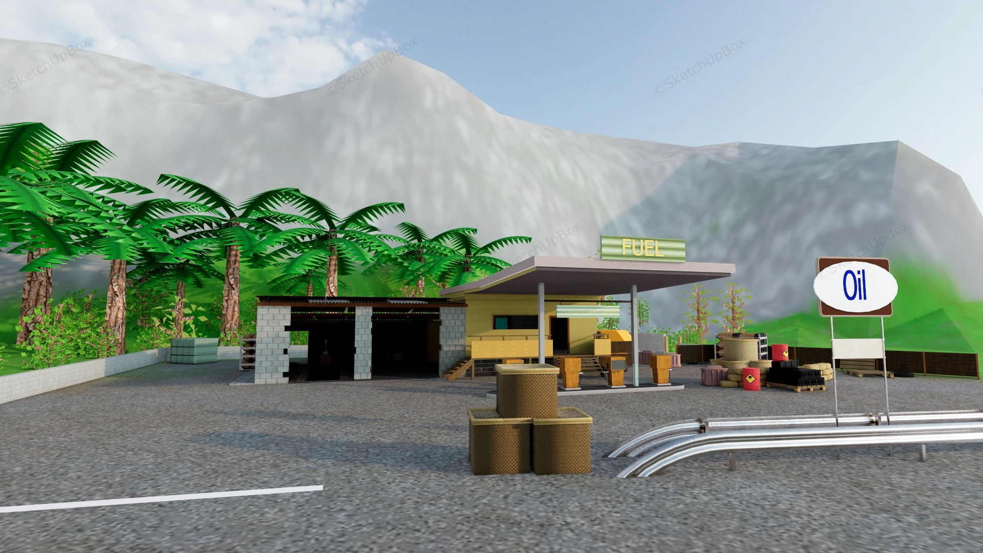 County Fuel Station sketchup model preview - SketchupBox