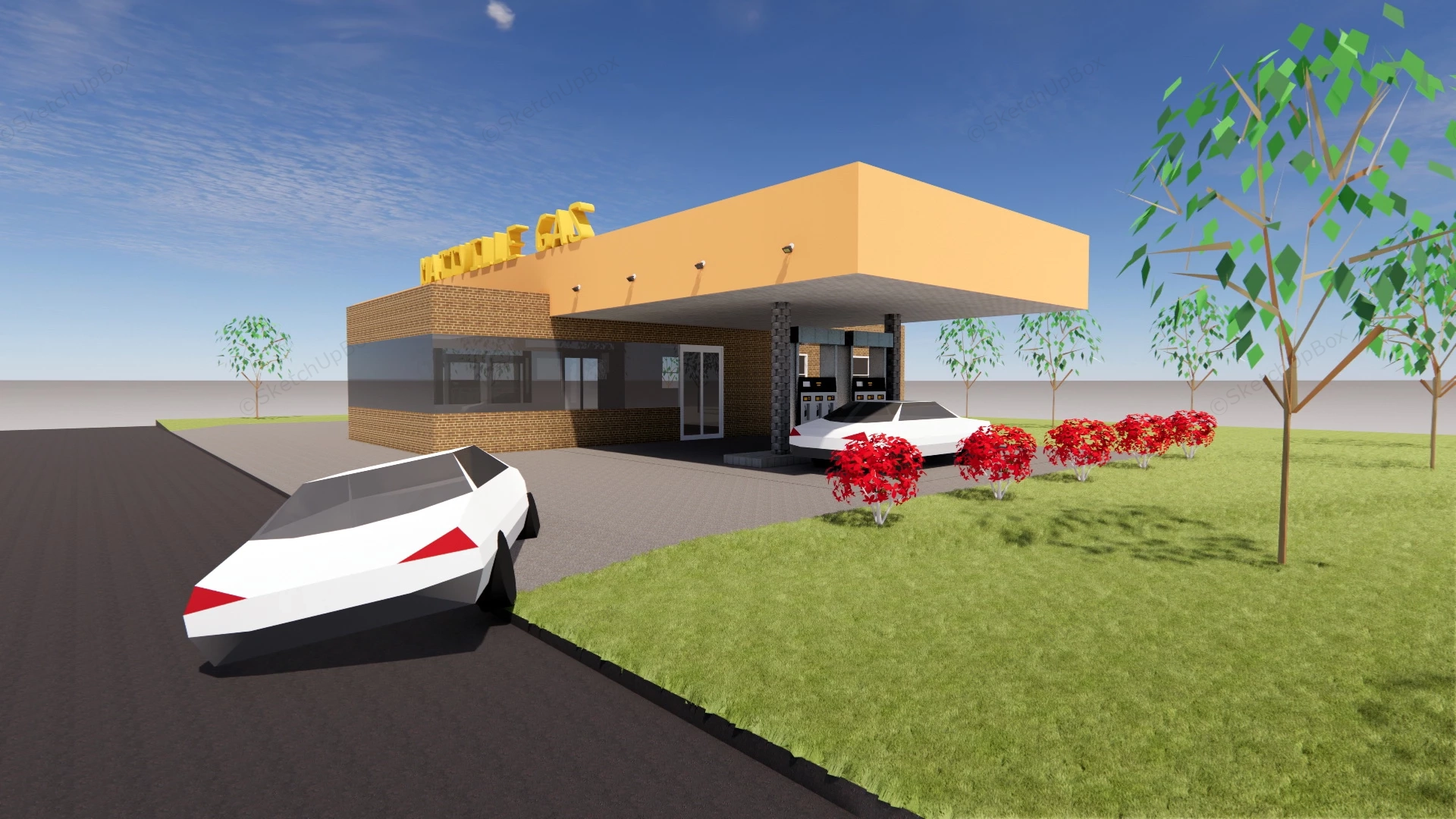 Small Town Gas Station sketchup model preview - SketchupBox