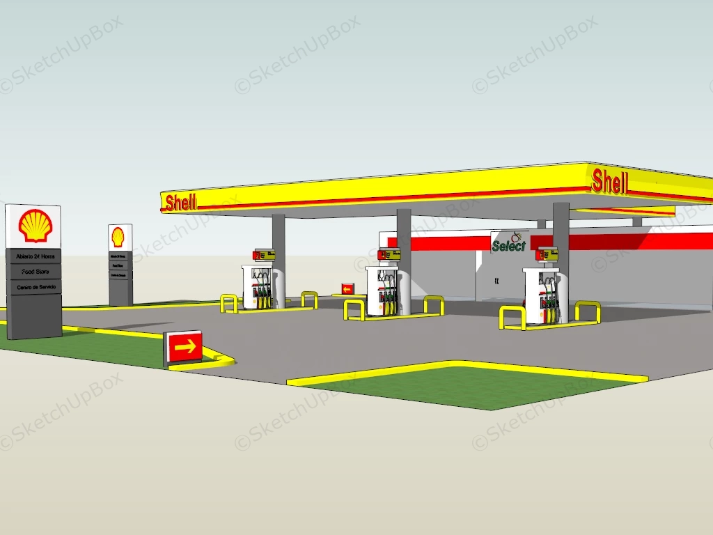 Shell Gas Station sketchup model preview - SketchupBox