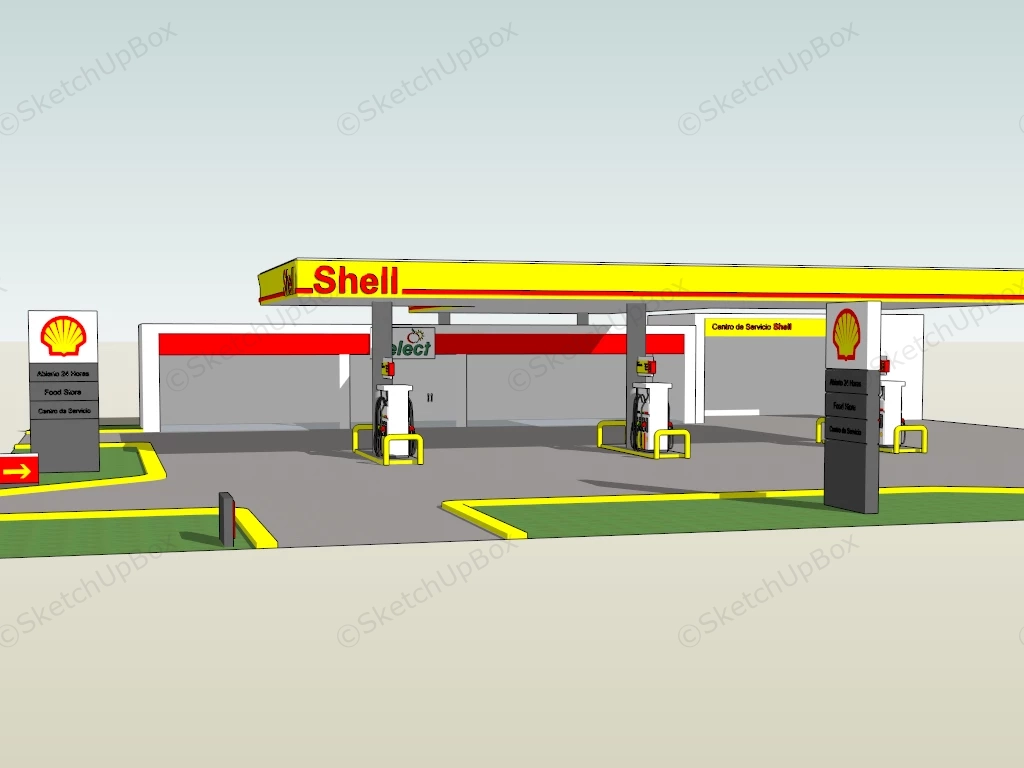 Shell Gas Station sketchup model preview - SketchupBox