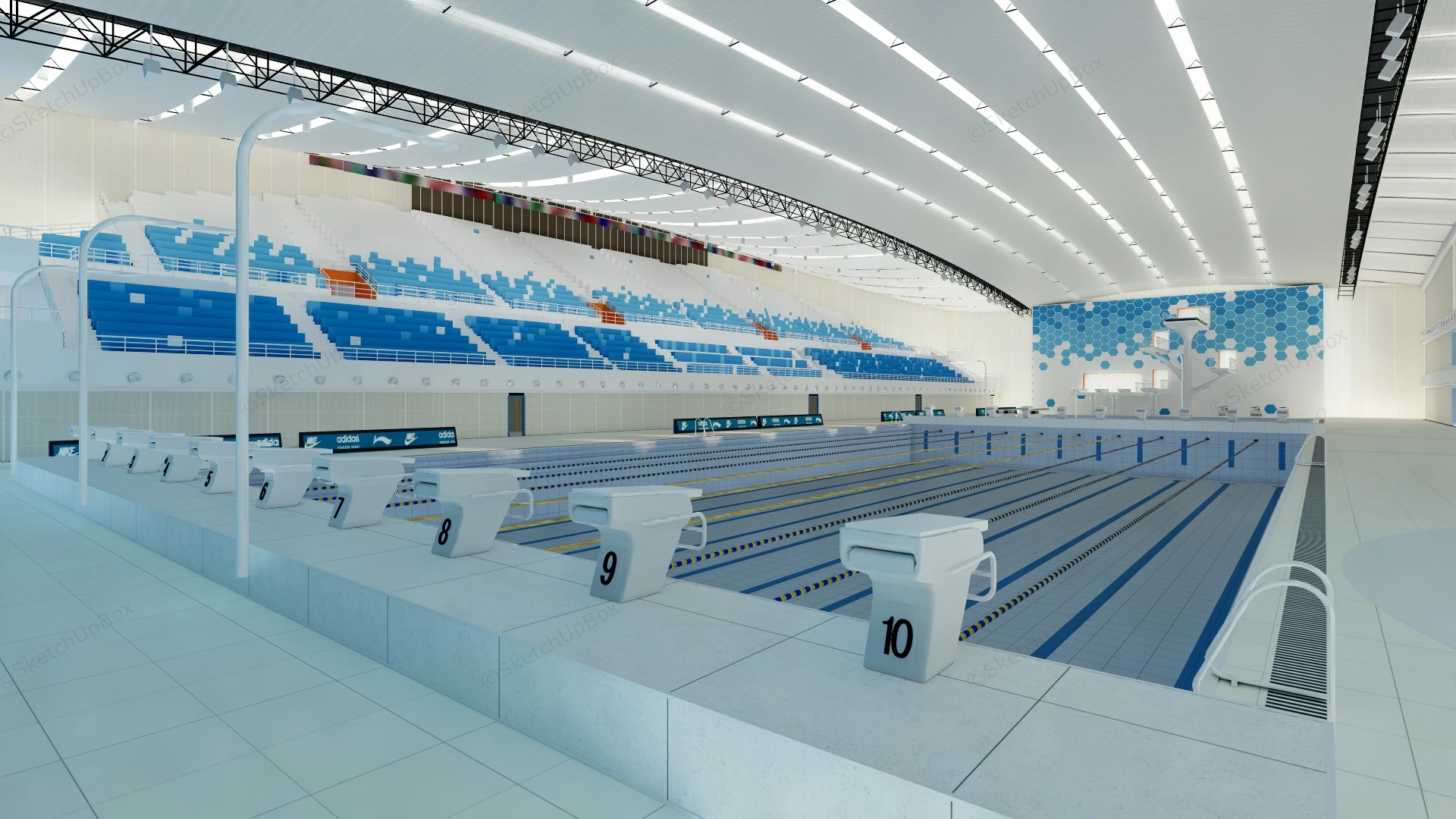 Olympic Pool Design sketchup model preview - SketchupBox