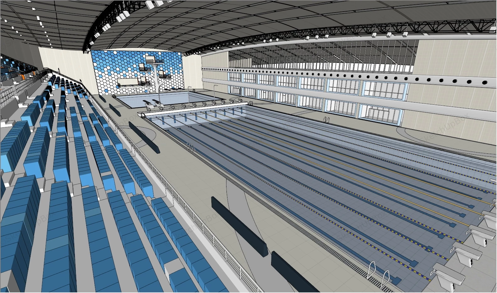 Olympic Pool Design sketchup model preview - SketchupBox