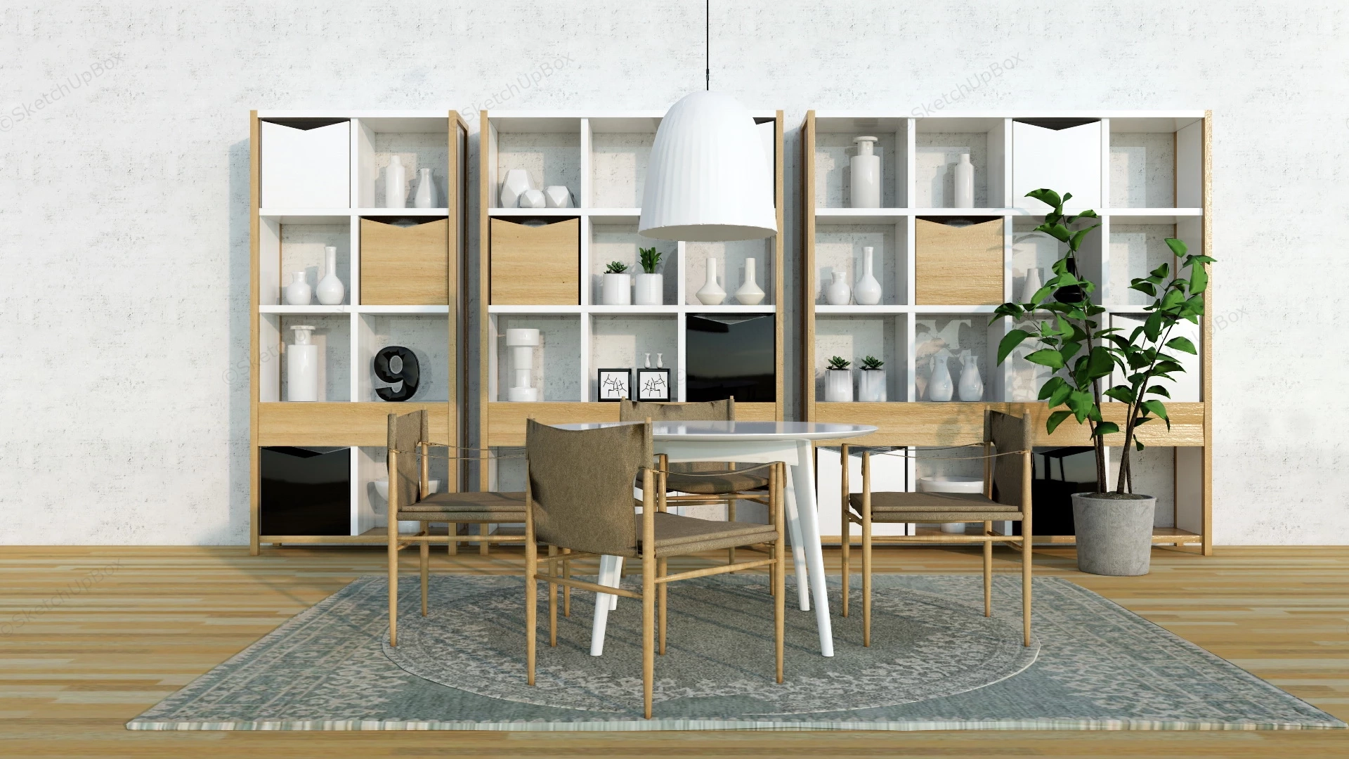 Dining Room With Display Shelf sketchup model preview - SketchupBox