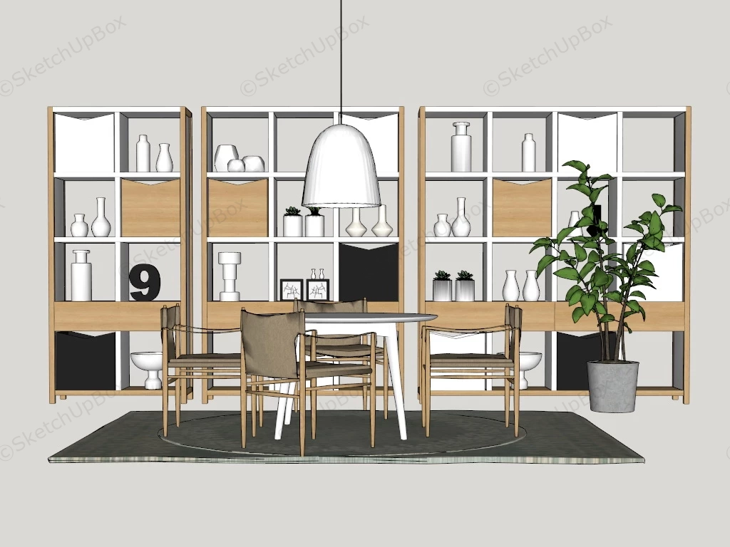 Dining Room With Display Shelf sketchup model preview - SketchupBox