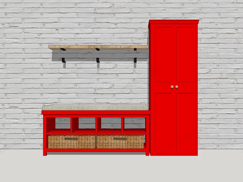 Rustic Entryway Bench With Storage sketchup model preview - SketchupBox