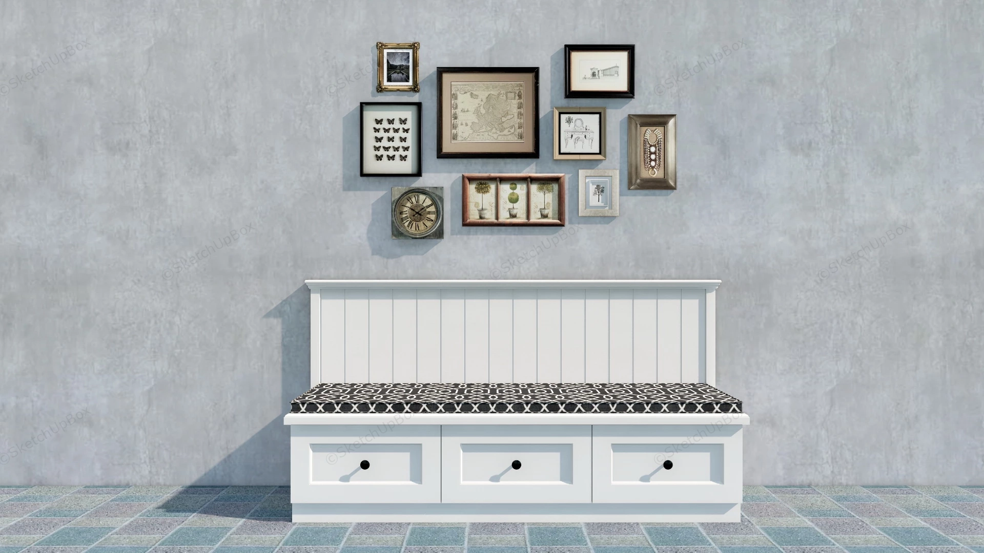 Entryway Bench Decor Idea sketchup model preview - SketchupBox