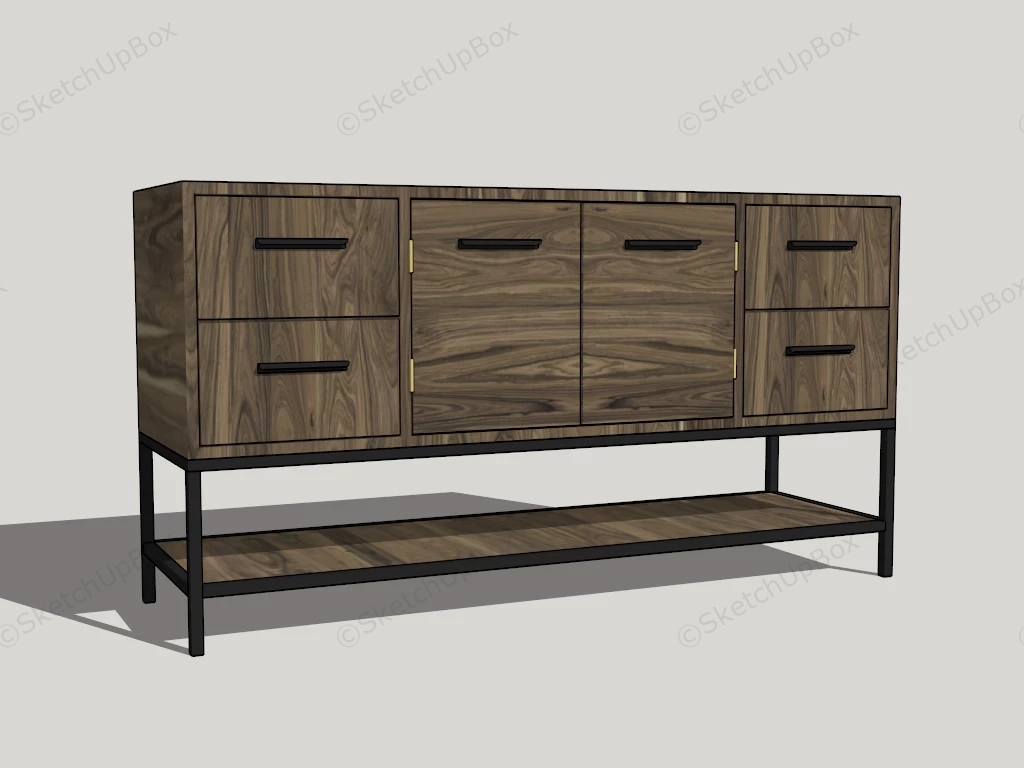 Large Mid Century Chest Of Drawers sketchup model preview - SketchupBox