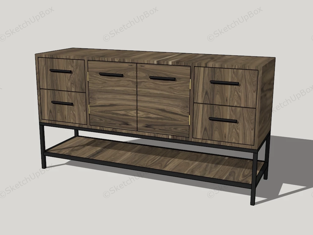 Large Mid Century Chest Of Drawers sketchup model preview - SketchupBox