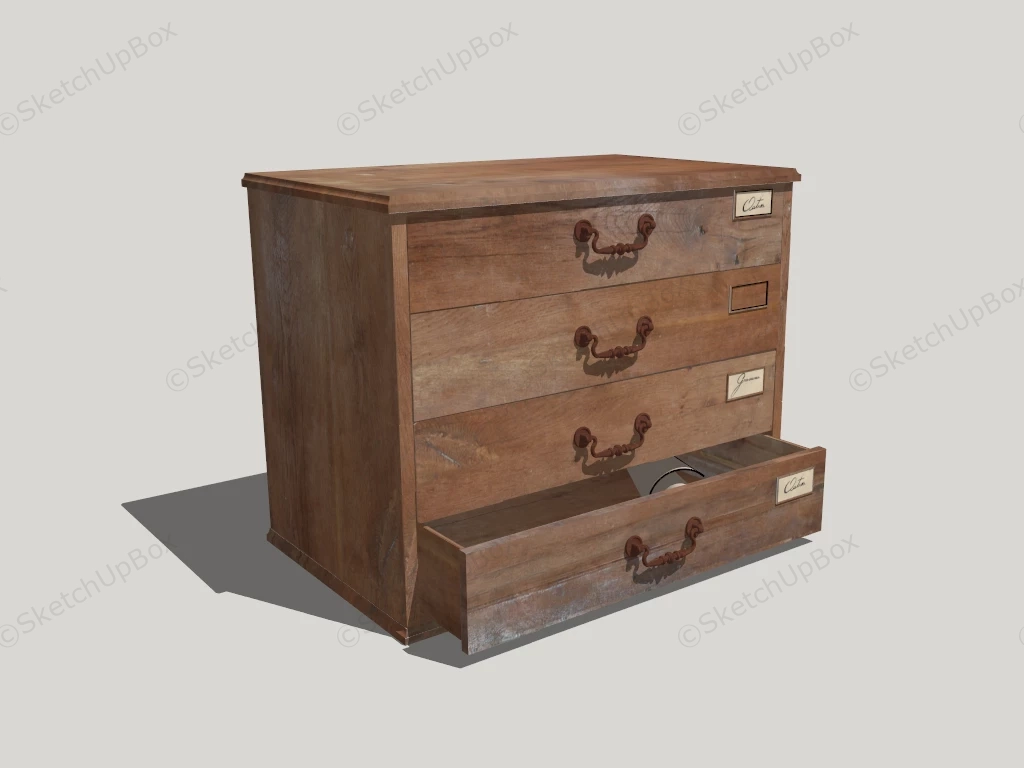 Vintage Rustic Dresser sketchup model preview - SketchupBox