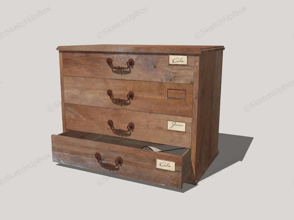 Vintage Rustic Dresser sketchup model preview - SketchupBox