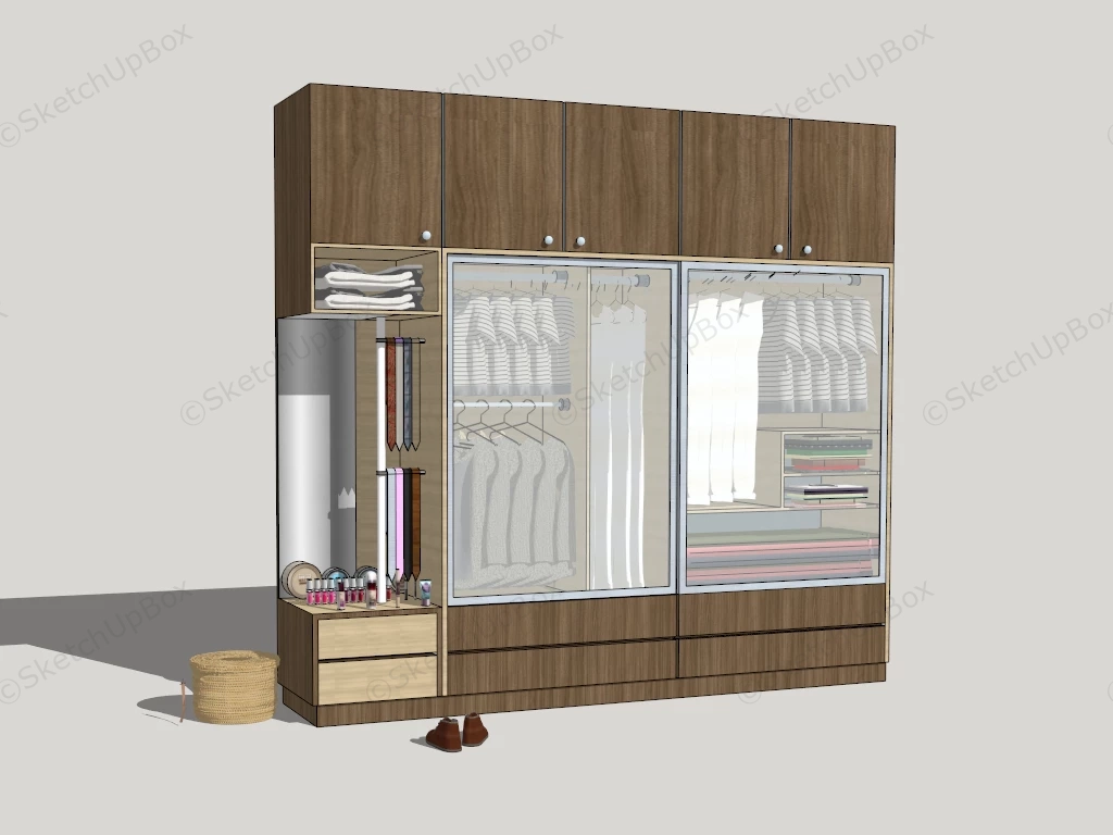 Wardrobe With Shelves And Drawers sketchup model preview - SketchupBox