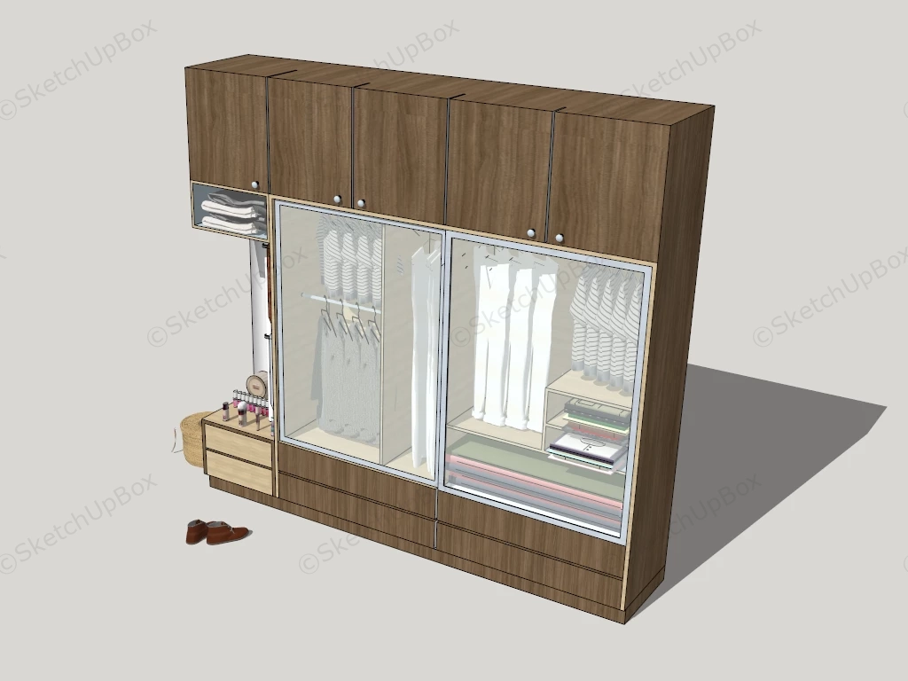 Wardrobe With Shelves And Drawers sketchup model preview - SketchupBox