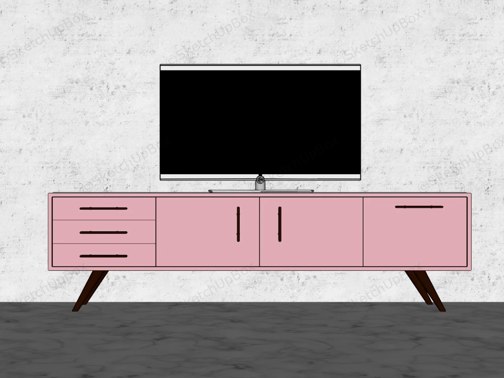 Pink Tv Stand Console sketchup model preview - SketchupBox