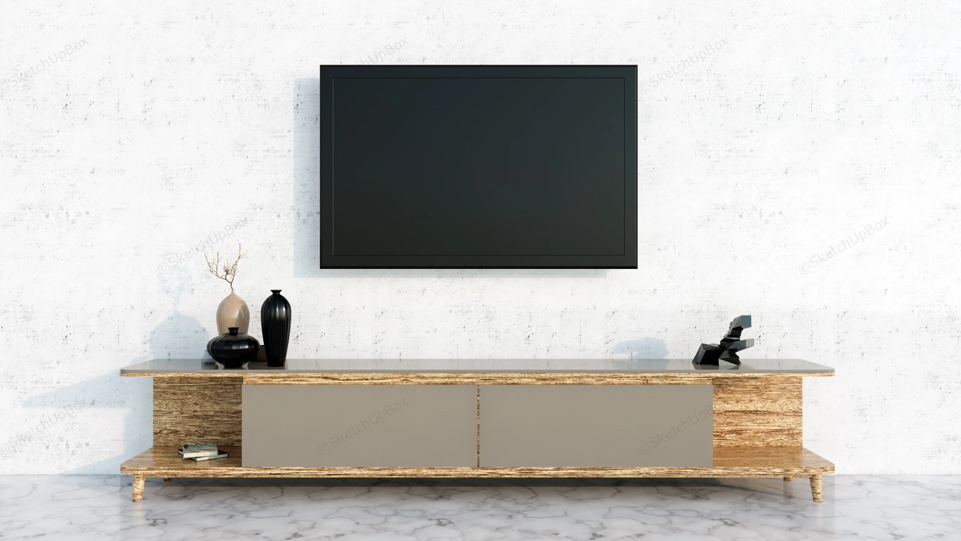 Modern Minimalist Tv Stand sketchup model preview - SketchupBox