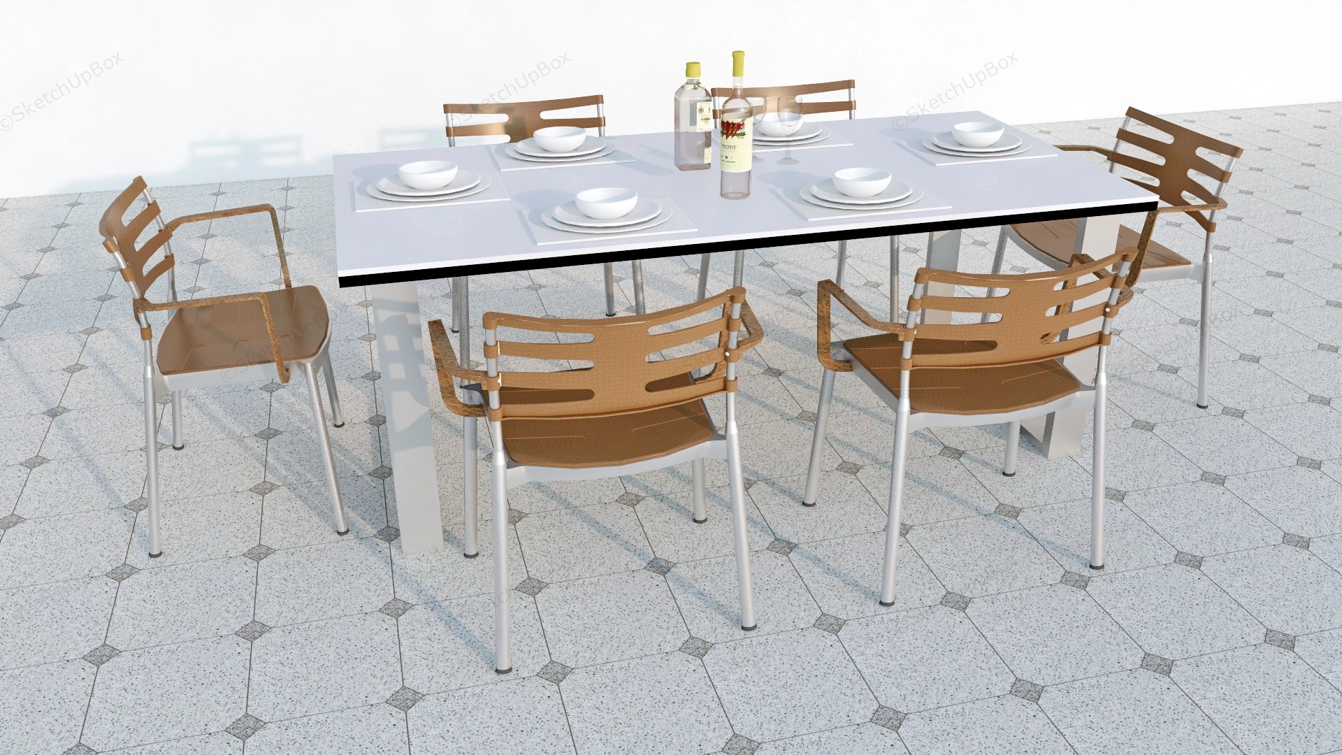 Modern 7 Piece Dining Set sketchup model preview - SketchupBox