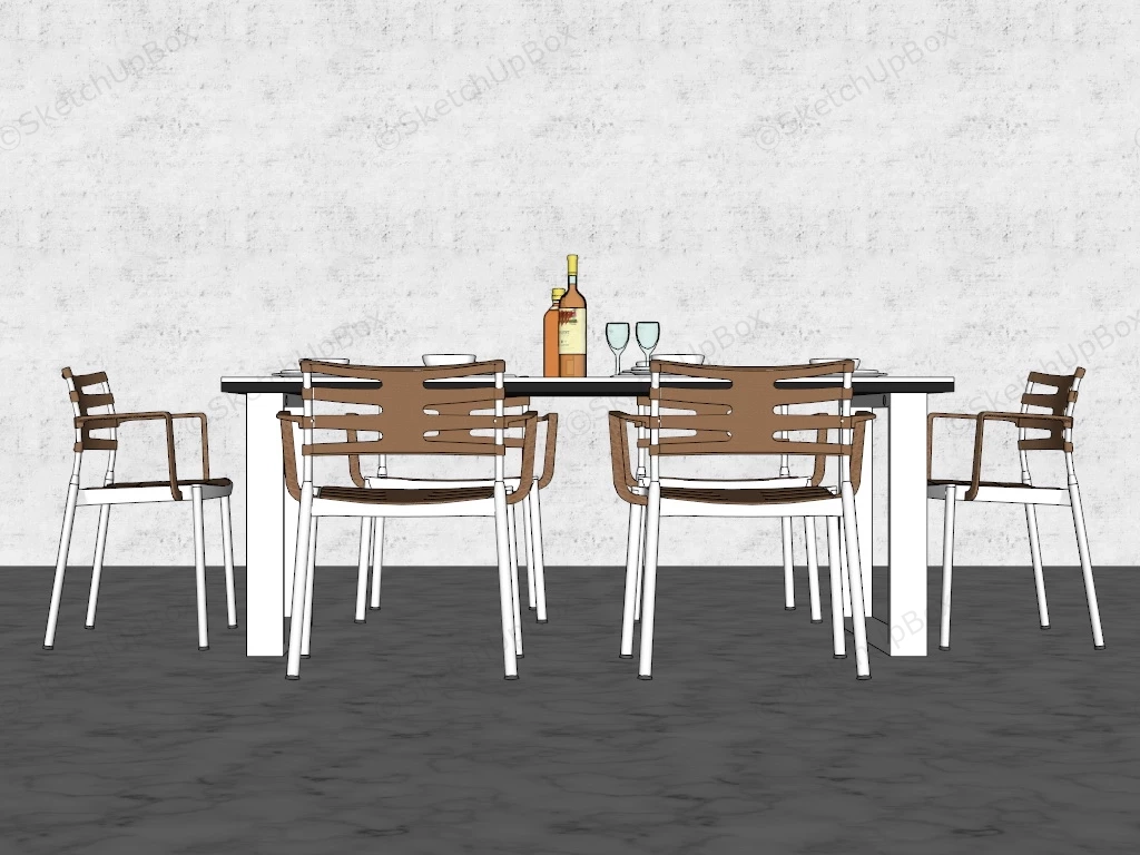 Modern 7 Piece Dining Set sketchup model preview - SketchupBox