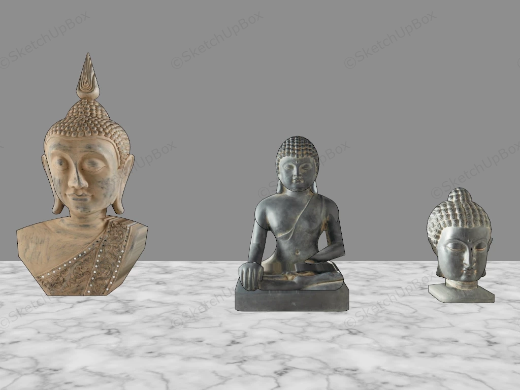 Buddha Head Statues sketchup model preview - SketchupBox