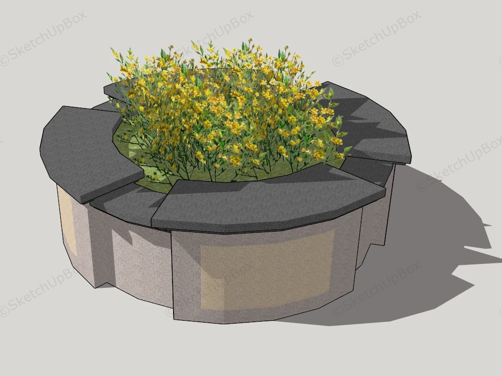 Round Raised Flower Bed sketchup model preview - SketchupBox