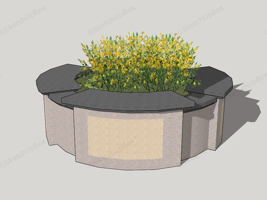 Round Raised Flower Bed sketchup model preview - SketchupBox