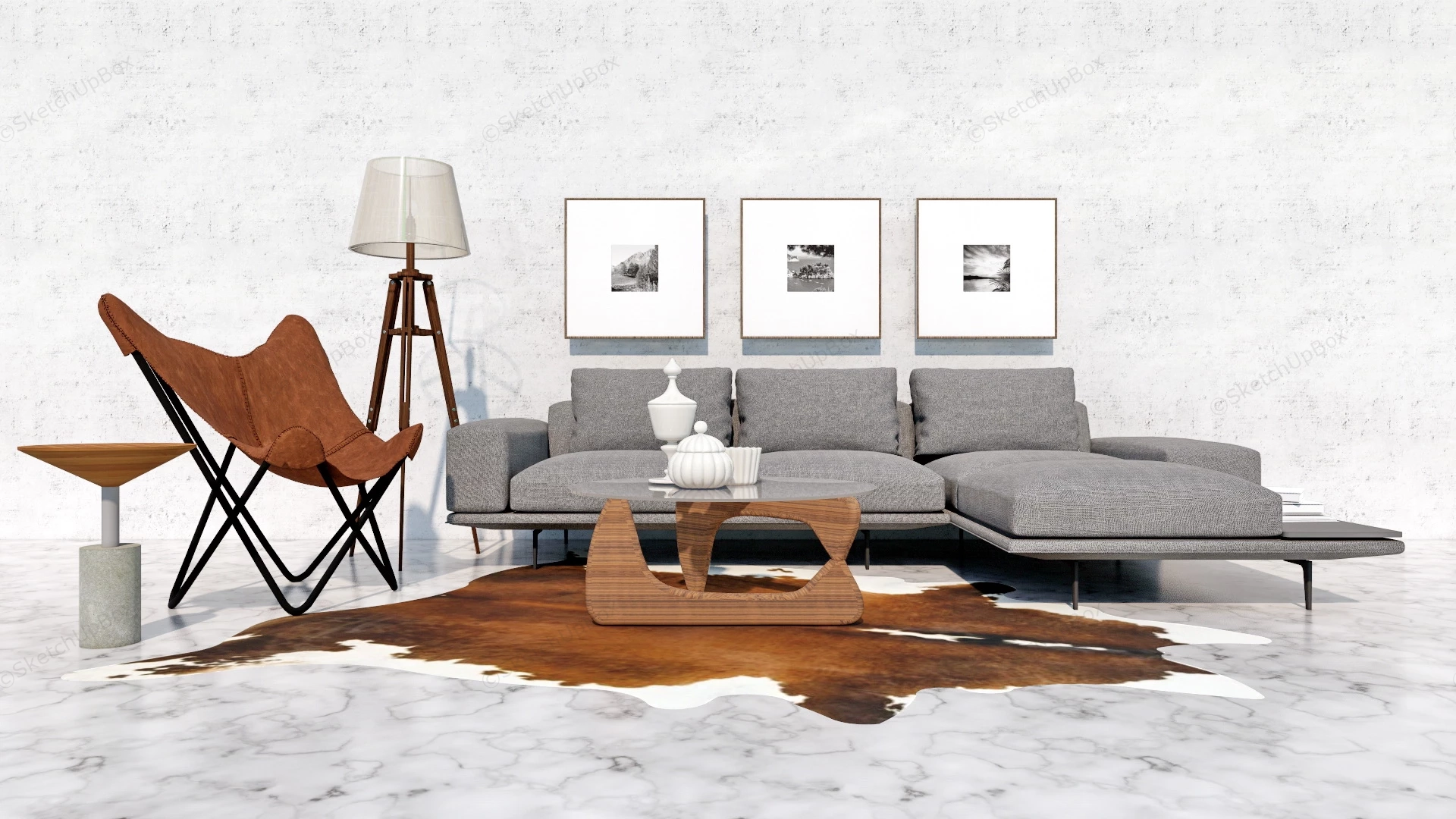 Scandinavian Living Room Design sketchup model preview - SketchupBox