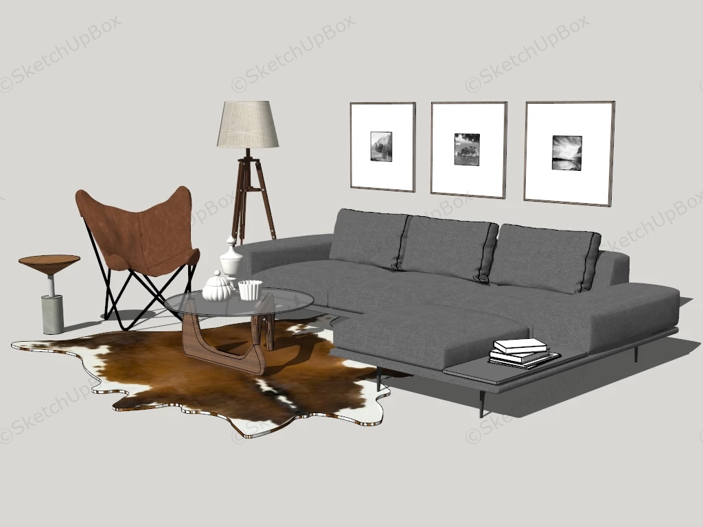 Scandinavian Living Room Design sketchup model preview - SketchupBox