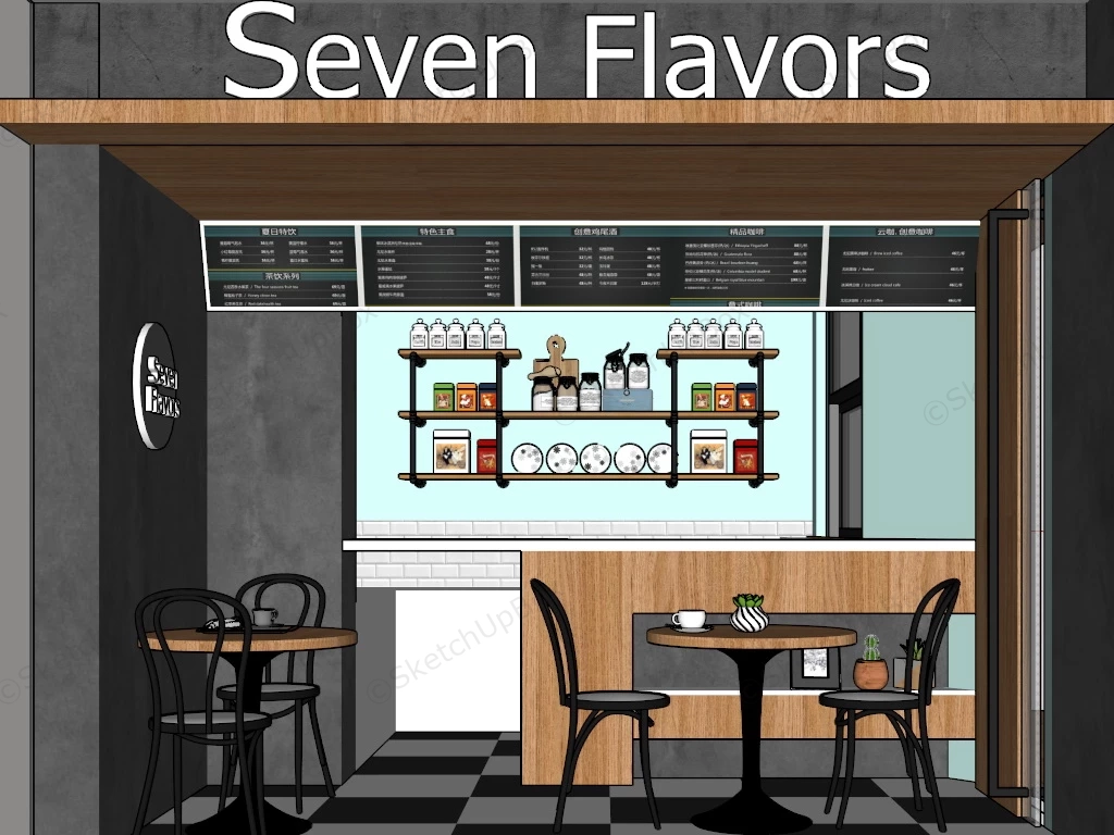 Boba Tea Shop Design sketchup model preview - SketchupBox