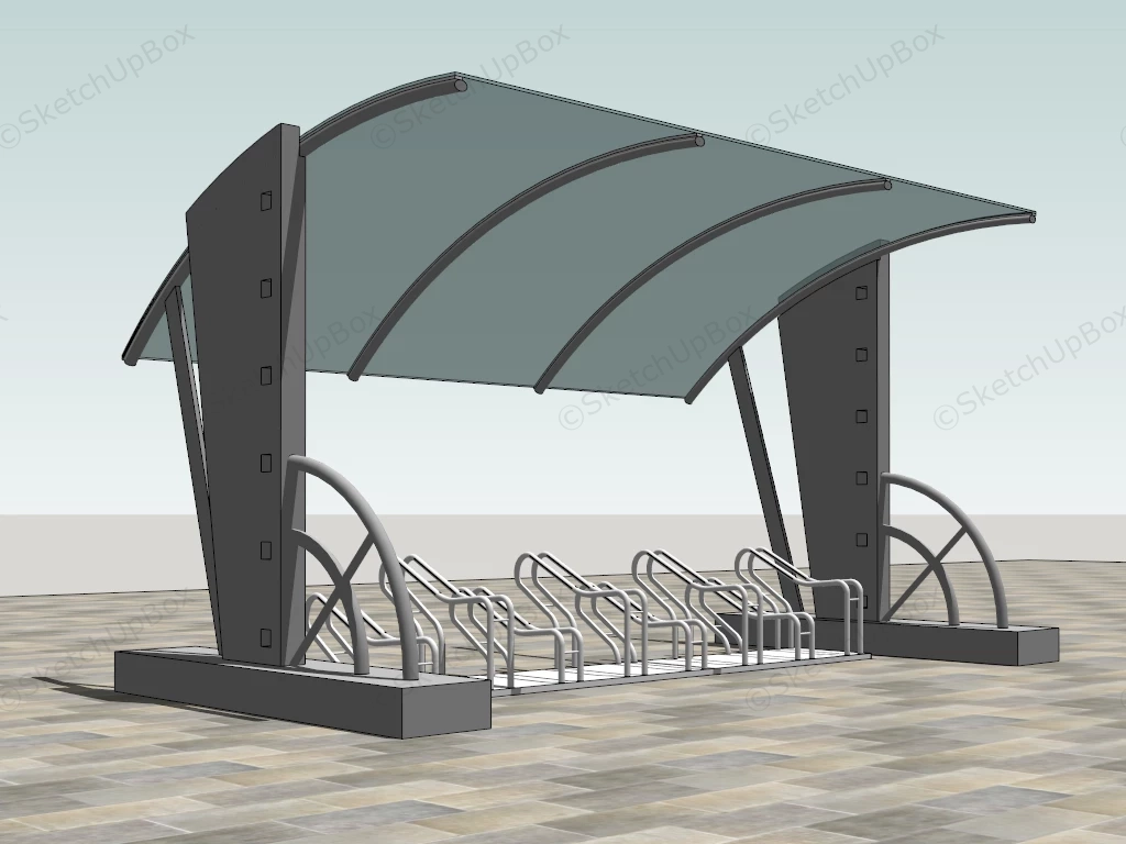 Curved Outdoor Bike Shelter sketchup model preview - SketchupBox