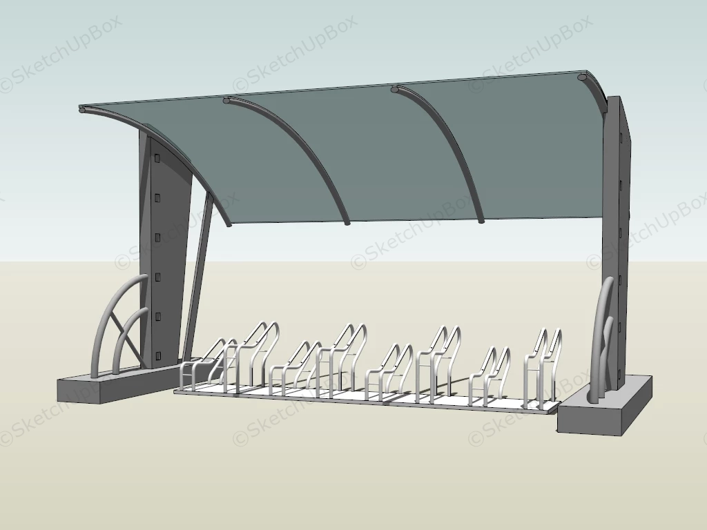 Curved Outdoor Bike Shelter sketchup model preview - SketchupBox