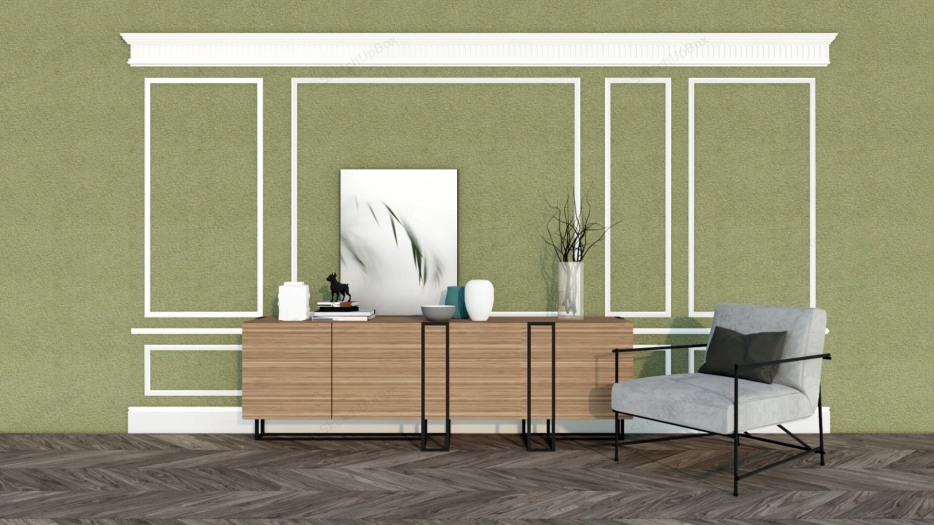 Living Room Accent Cabinet Design sketchup model preview - SketchupBox