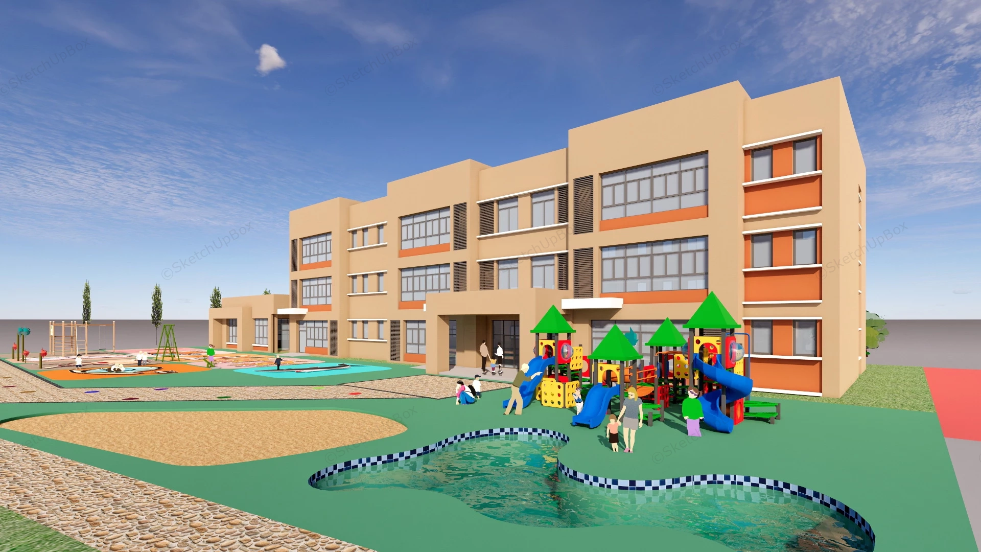 Preschool Building Exterior sketchup model preview - SketchupBox