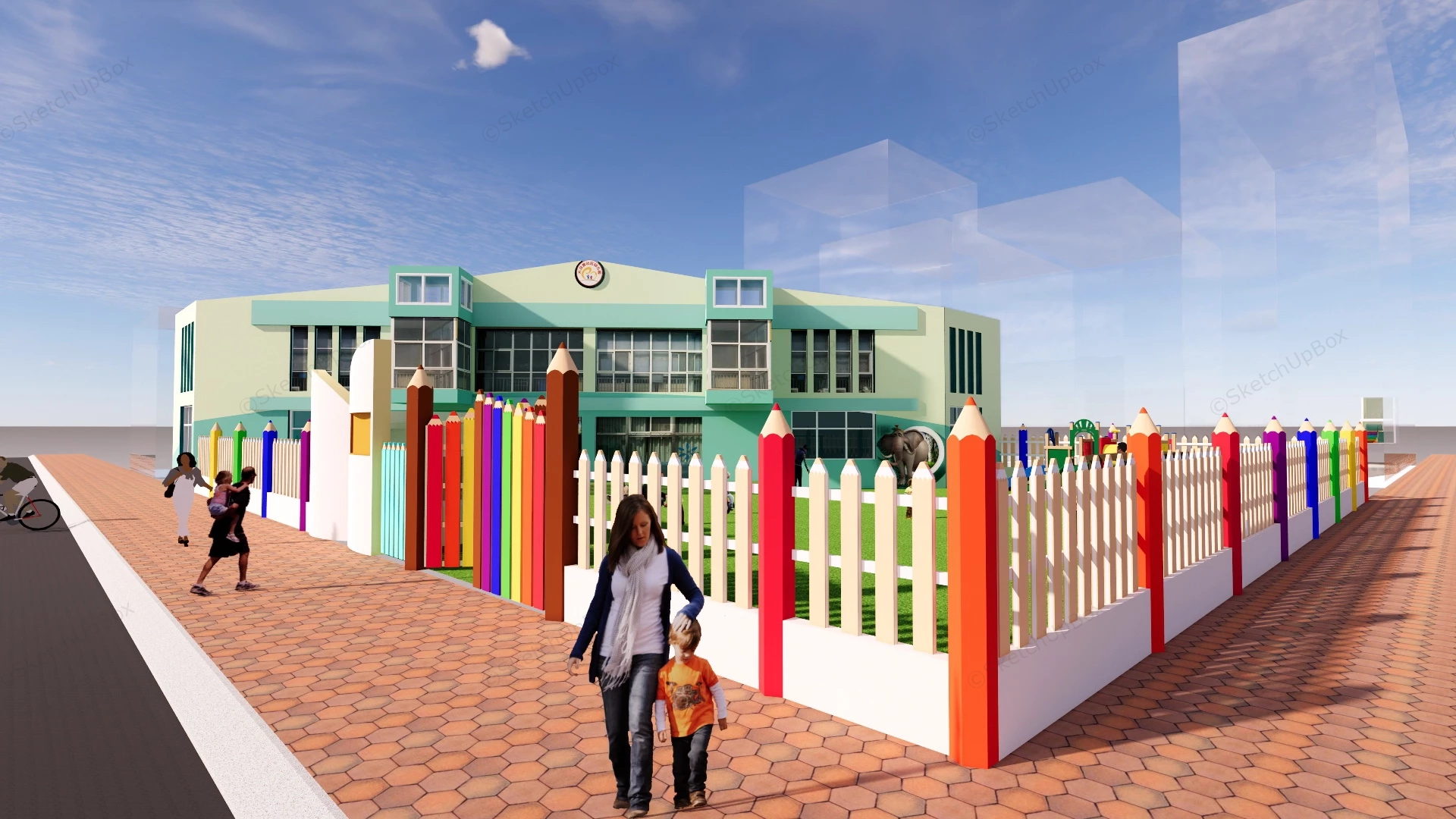 Small Nursery School Building Design sketchup model preview - SketchupBox