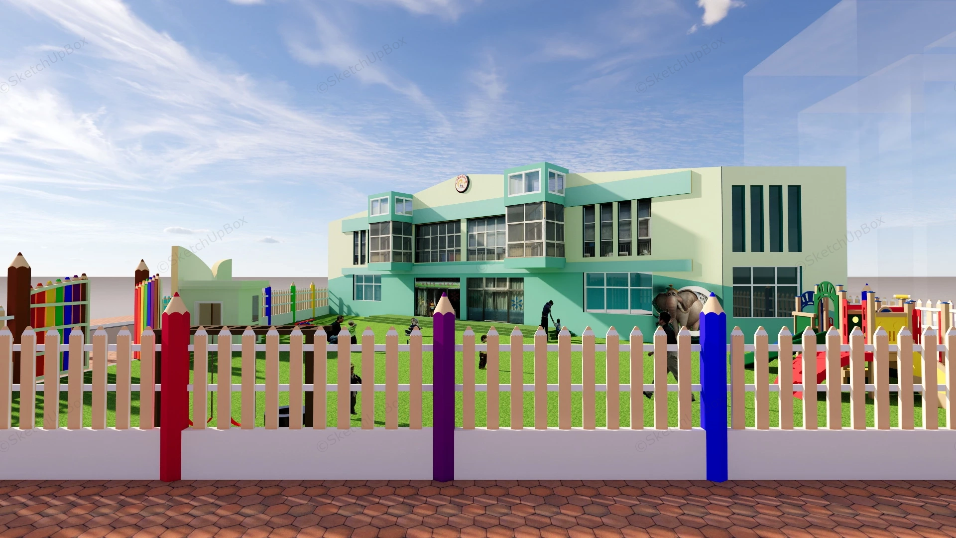 Small Nursery School Building Design sketchup model preview - SketchupBox