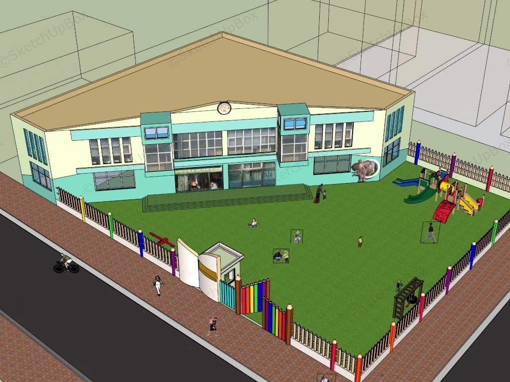 Small Nursery School Building Design sketchup model preview - SketchupBox