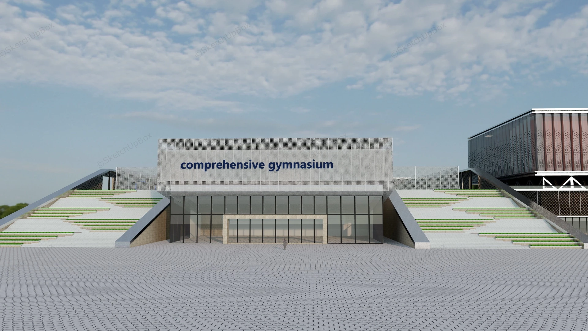 Comprehensive Gymnasium Exterior Design sketchup model preview - SketchupBox