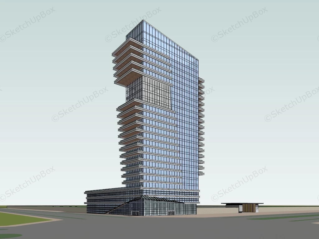 Modern Skyscraper Office Building sketchup model preview - SketchupBox