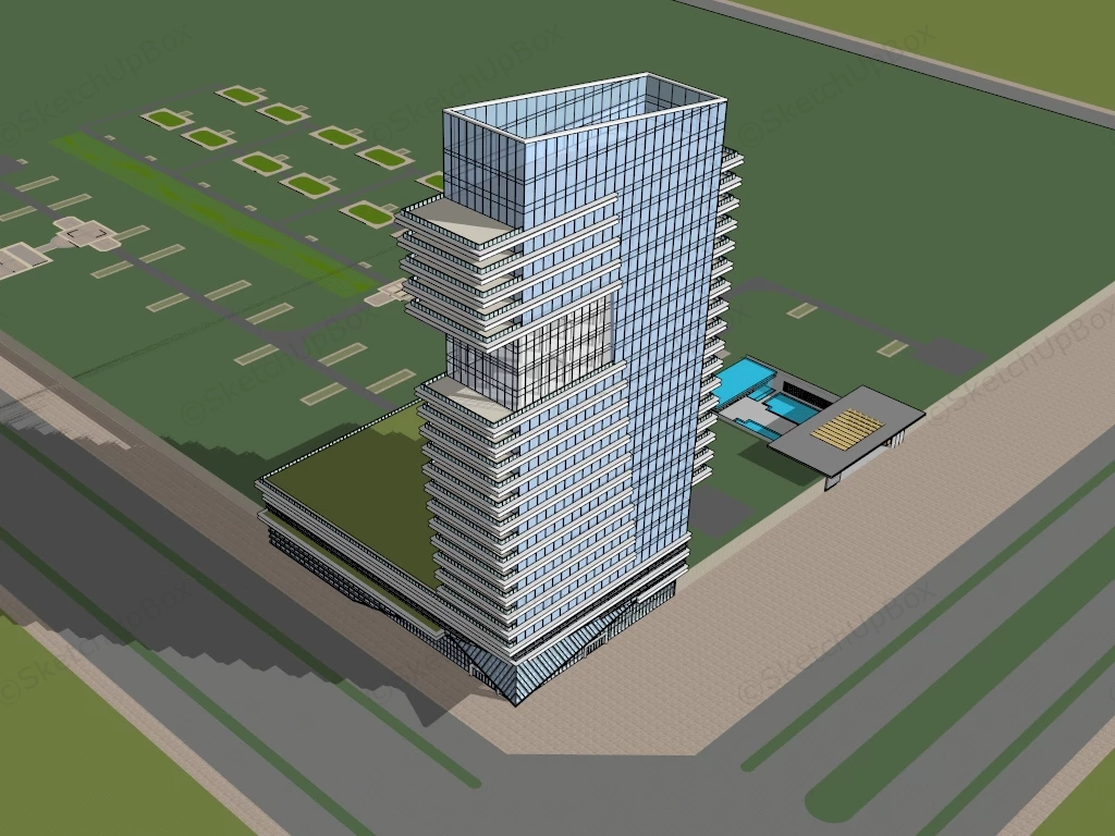 Modern Skyscraper Office Building sketchup model preview - SketchupBox