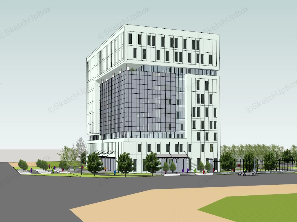 Corner Office Building Design sketchup model preview - SketchupBox