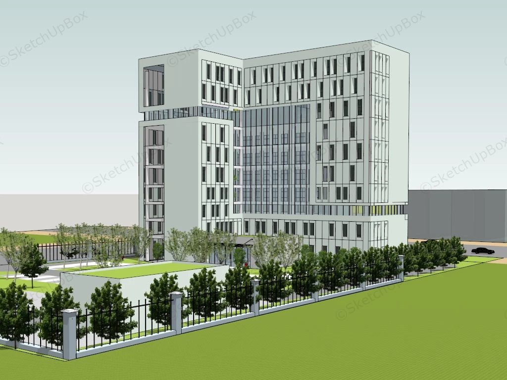 Corner Office Building Design sketchup model preview - SketchupBox