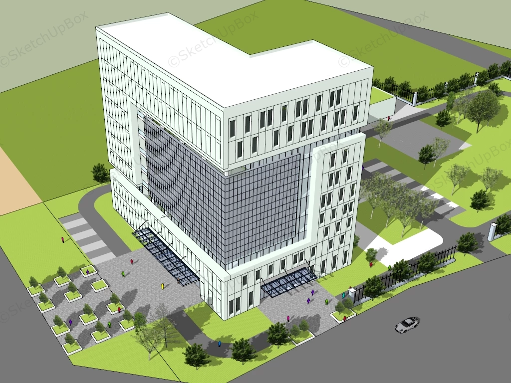 Corner Office Building Design sketchup model preview - SketchupBox